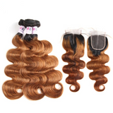 1B/30 Peruvian Body Wave Hair Bundles with Closure Remy Ombre Bundles with Closure