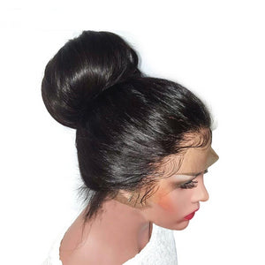 180% Density Straight Human Hair Lace Front Wig Pre Plucked With Baby Hair 12-34 inch Natural Color Remy Hair