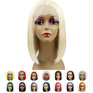 Short Lace Front Human Hair Wigs Blonde Bob Wig With Pre plucked Hairline For Black Women full end Multiple Colors