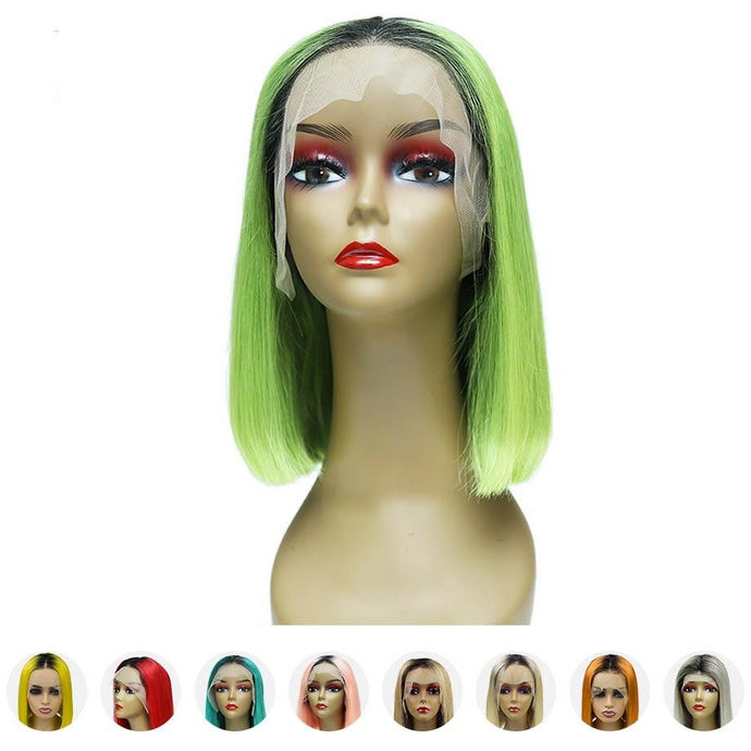 Ombre Short Lace Front Human Hair Wigs With Pre plucked Hairline Blonde Bob Wig For Black Women
