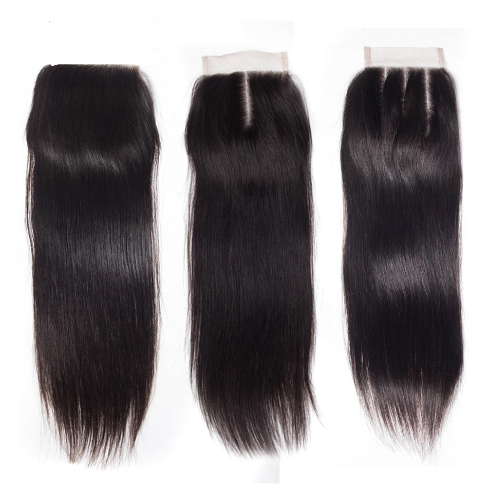 30 Inch 32 34 36 38 40 Inch Human Hair Bundles With Closure Straight Brazilian Hair Weave 3 4 Bundles With Lace Closure Mscoco