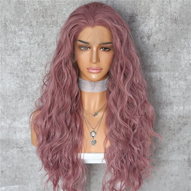 Orange Yellow Natural Curly Wave Heat Resistant Hair Women Makeup Wedding Party Gift Synthetic Lace Front Daily Wigs