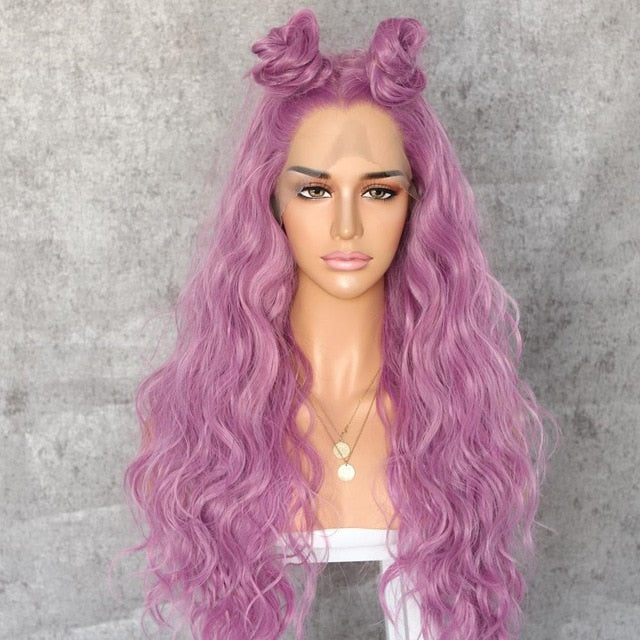 Orange Yellow Natural Curly Wave Heat Resistant Hair Women Makeup Wedding Party Gift Synthetic Lace Front Daily Wigs