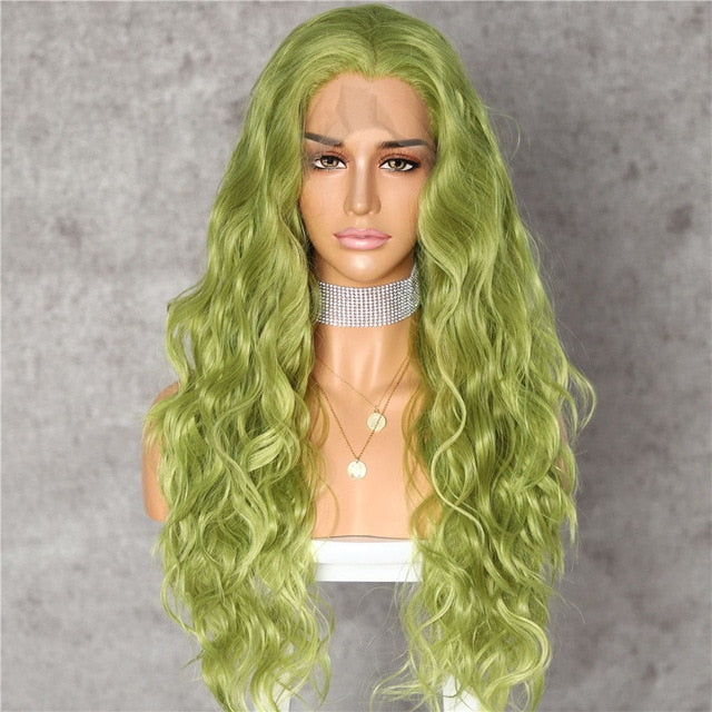 Orange Yellow Natural Curly Wave Heat Resistant Hair Women Makeup Wedding Party Gift Synthetic Lace Front Daily Wigs