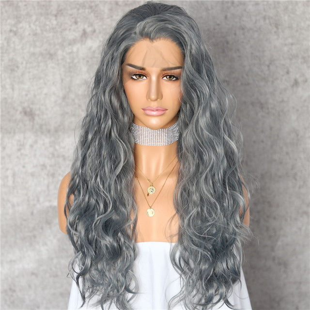 Orange Yellow Natural Curly Wave Heat Resistant Hair Women Makeup Wedding Party Gift Synthetic Lace Front Daily Wigs