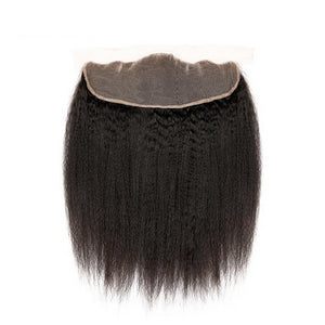 Yaki Hair Lace Frontal Peruvian Yaki Straight Remy Human Hair Frontal Natural Color Light Brown
