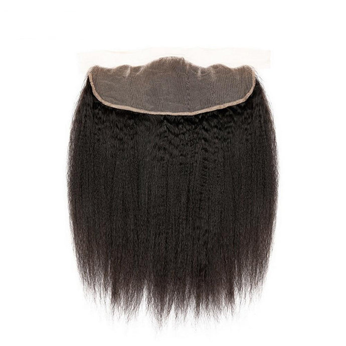 Yaki Hair Lace Frontal Peruvian Yaki Straight Remy Human Hair Frontal Natural Color Light Brown
