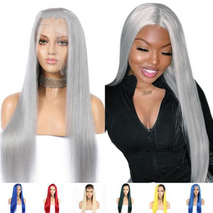 Grey Full Lace Human Hair Wigs With Baby Hair Pre plucked 613 Blonde Blue Pink Red Gray Green Ombre Lace Wig 150% Density