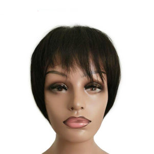 Brazilian Hair Short Pixie Cut Wigs With Bangs 100% Remy Lace Front Natural Color Customized Short Wigs